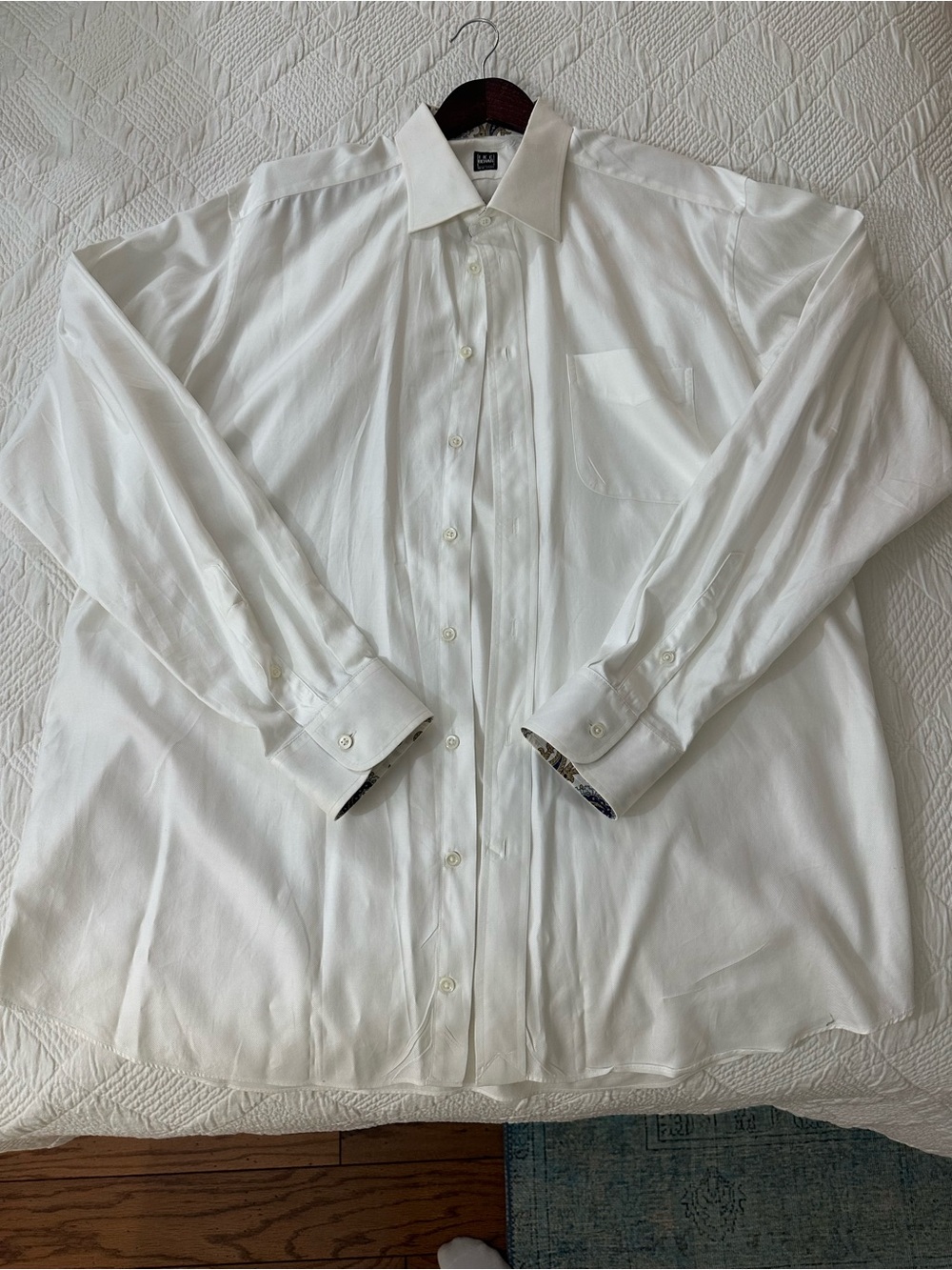 Ivory White Button Down with Paisley Collar and Cuffs